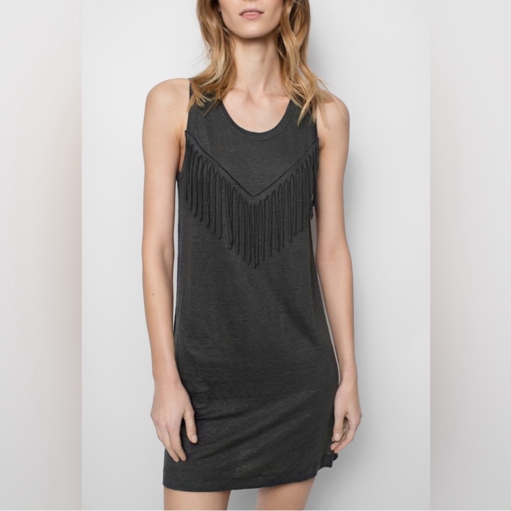 Zadig & Voltaire Country Fringes Tank Dress. 100% Linen. Super cute! Small